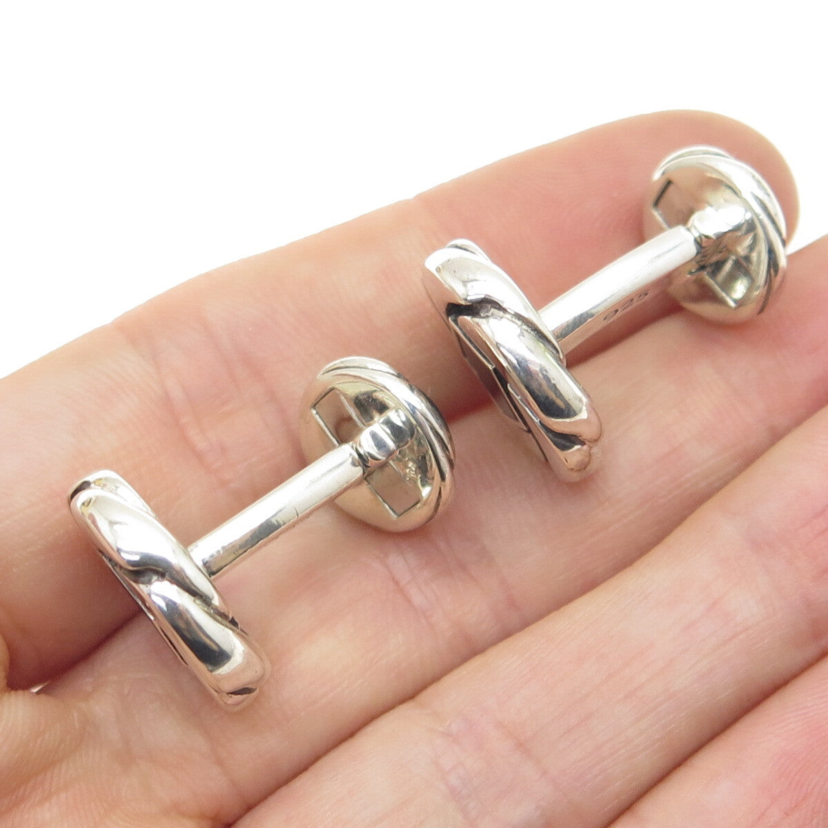 DAVID YURMAN 925 Sterling Silver Real Black Onyx Floral Cufflinks