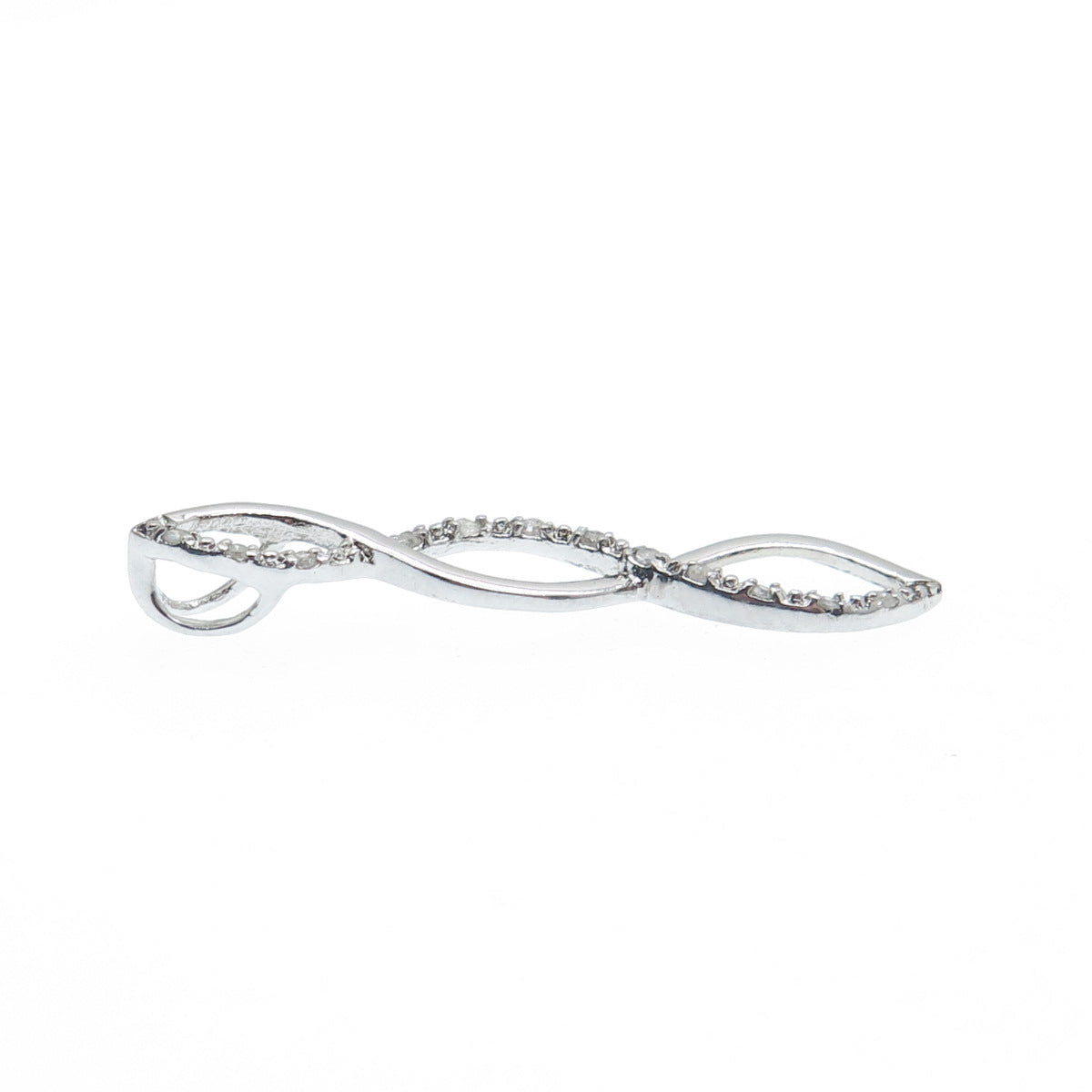 925 Sterling Silver Real Round-Cut Diamond Twisted Infinity Charm Pendant