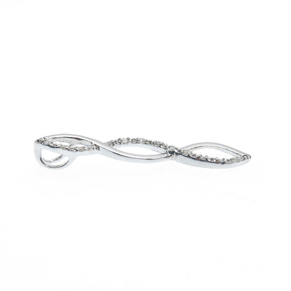 925 Sterling Silver Real Round-Cut Diamond Twisted Infinity Charm Pendant