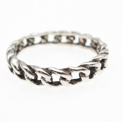 925 Sterling Silver Vintage Curb Link Oxidized Band Ring Size 13.25