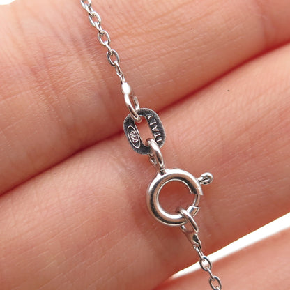 925 Sterling Silver Vintage Italy Real Pearl By The Yard Chain Necklace 16"