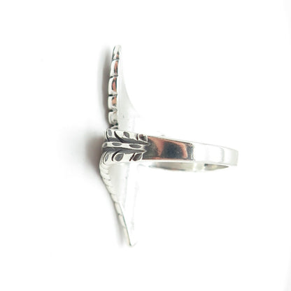 925 Sterling Silver Vintage Leaf Overlap Statement Ring Size 6.75