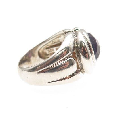 Chuck Clemency 925 Sterling Silver Vintage Real Amethyst Modernist Ring Size 7