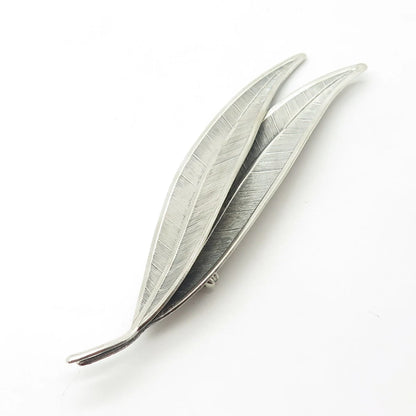 925 Sterling Silver Vintage Beau Leaf Floral Pin Brooch