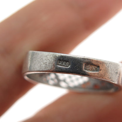 925 Sterling Silver Vintage European Mesh Oxidized Ring Size 7.75