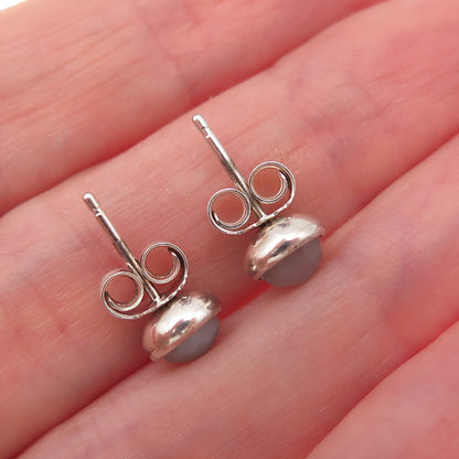 Pandora Sterling Silver Real Gray Moonstone June Birthday Blooms Stud Earrings