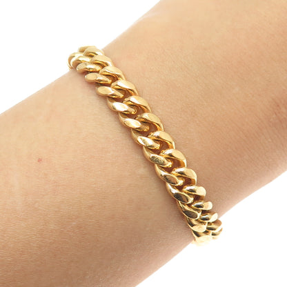 LUX 925 Sterling Silver Gold Plated Cuban Link Bracelet 8.5"