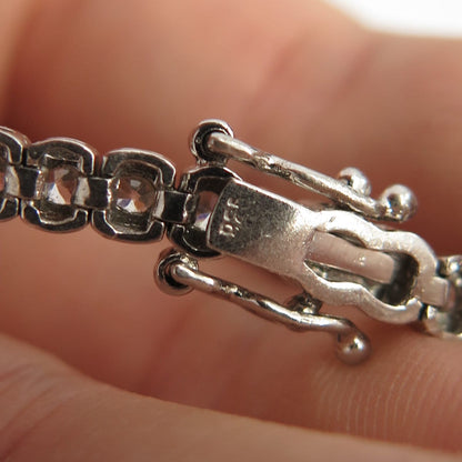 925 Sterling Silver Vintage C Z Round Tennis Link Bracelet 7"