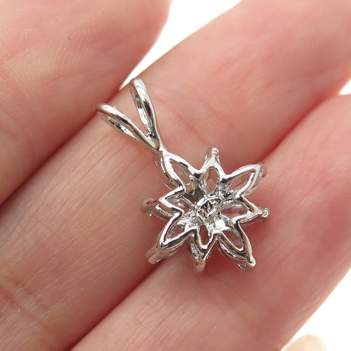 925 Sterling Silver Marquise-Cut Shaped C Z Pendant