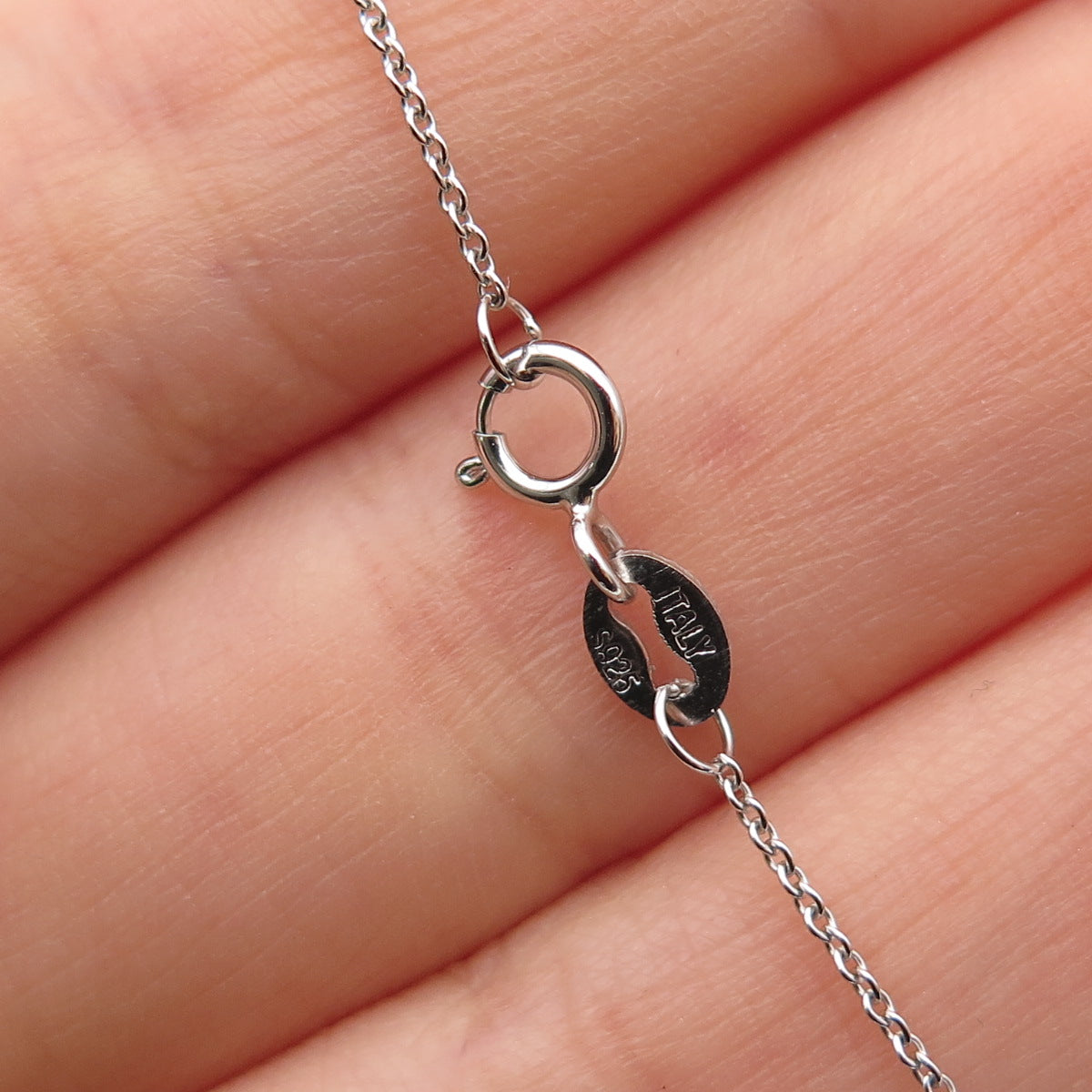 925 Sterling Silver Italy Round-Cut Blue & White C Z Cable Chain Necklace 18"