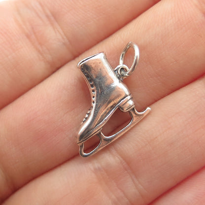 925 Sterling Silver Antique Art Deco Ice Skating Shoe Minimalist Charm Pendant