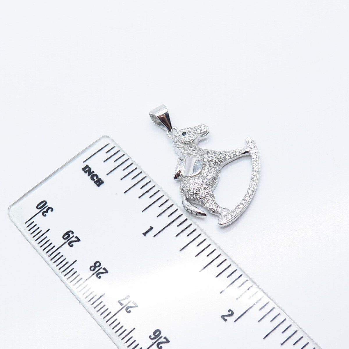 925 Sterling Silver C Z Rocking Horse Pendant