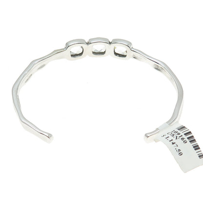 CHARLES GARNIER 925 Sterling Silver Real Clear Quartz Adjustable Bracelet 6.75"