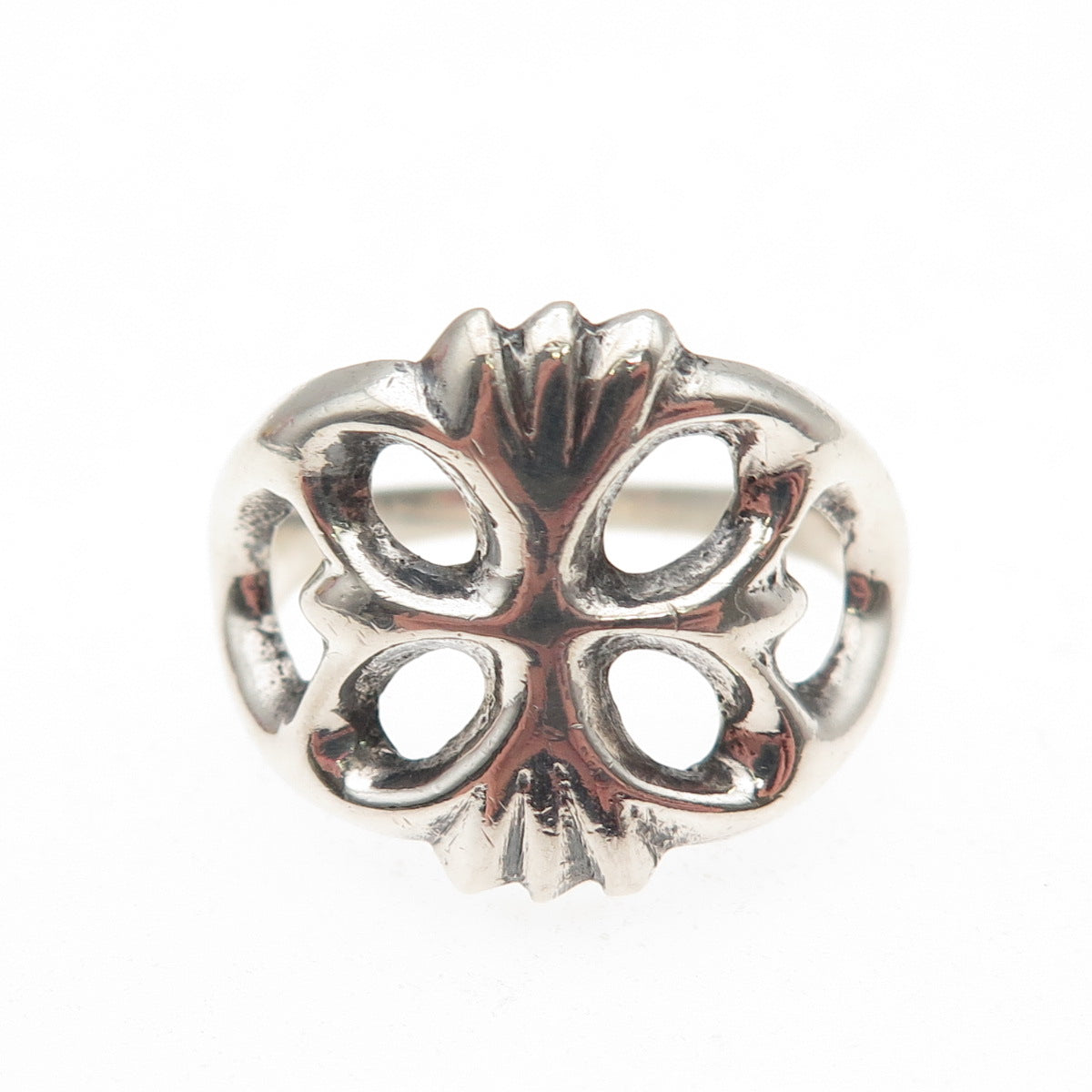 Old Pawn 925 Sterling Silver Vintage Southwestern Oxidized Tribal Ring Size 8