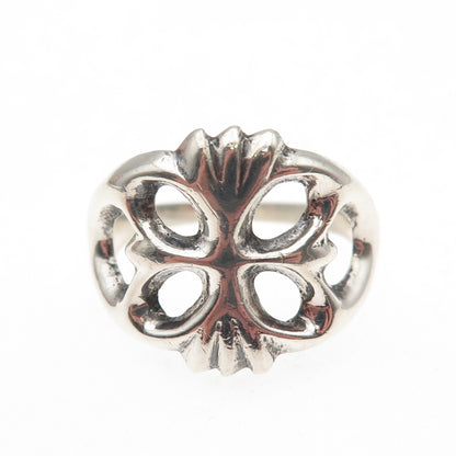 Old Pawn 925 Sterling Silver Vintage Southwestern Oxidized Tribal Ring Size 8