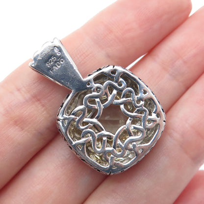 FADO 925 Sterling Silver Vintage Dublin Real Green Amethyst Modernist Pendant