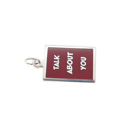 925 Sterling Silver Red Enamel Talk About You Minimalist Charm Pendant
