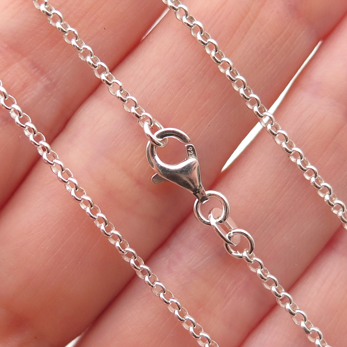 Han 925 Sterling Silver Vintage Rolo Chain Necklace 18"