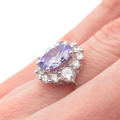 KEY STAR 925 Sterling Silver Lavender & White C Z Ring Size 5