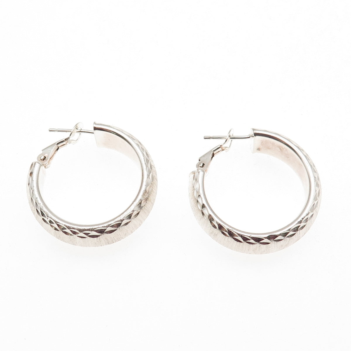 MILOR 925 Sterling Silver Vintage Italy Brushed Hoop Earrings
