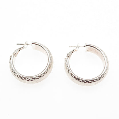 MILOR 925 Sterling Silver Vintage Italy Brushed Hoop Earrings