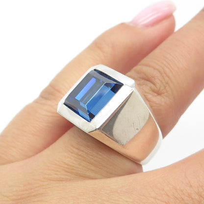 925 Sterling Silver Jette Blue Glass Ring Size 6.75