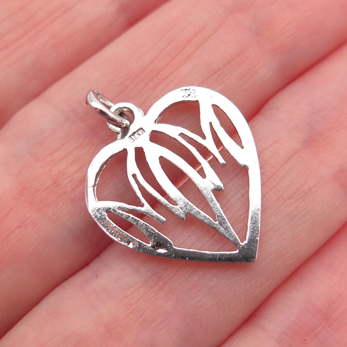 JACOBY BENDER 925 Sterling Silver Vintage Mom Heart Mini Charm Pendant