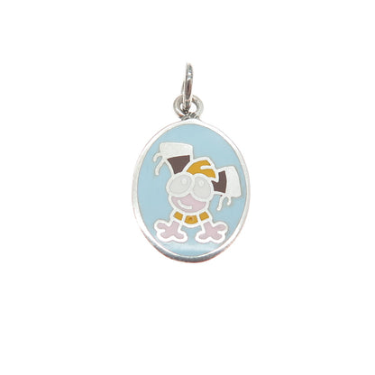 925 Sterling Silver Vintage Enamel Cartoon Character Toddler Minimalist Pendant