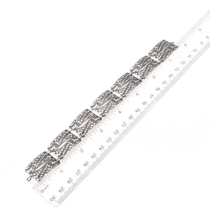 925 Sterling Silver Antique Art Deco Filigree Bracelet 7.75" (missing lock)