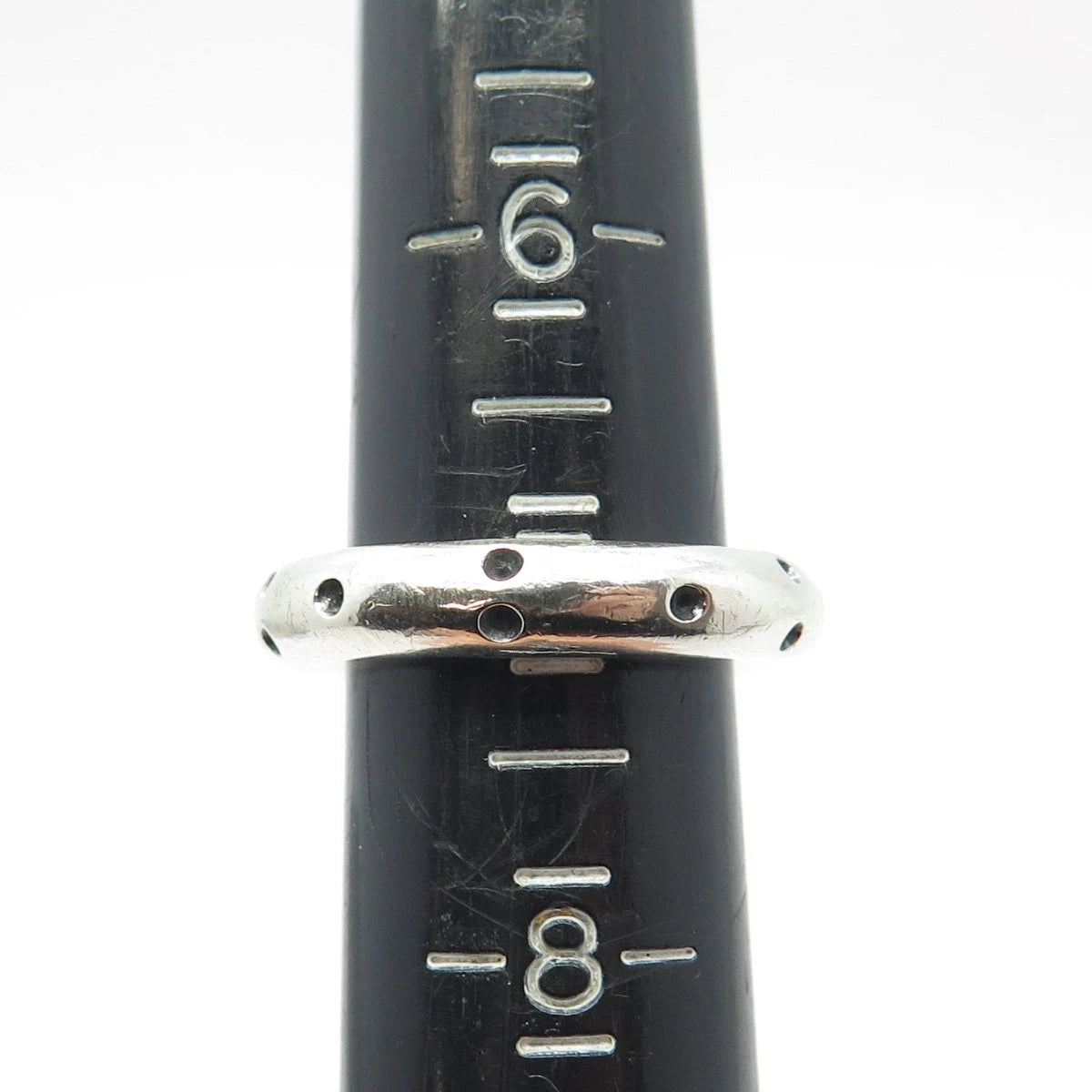 925 Sterling Silver Vintage Dots Band Ring Size 7.25