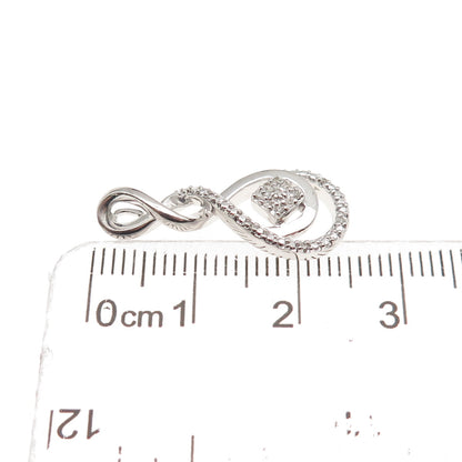 Sun 925 Sterling Silver Real Round-Cut Diamond Infinity Twisted Charm Pendant
