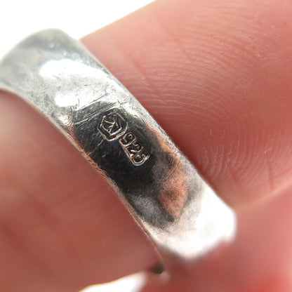 925 Sterling Silver Vintage Modernist Wavy Oxidized Ring Size 7.5