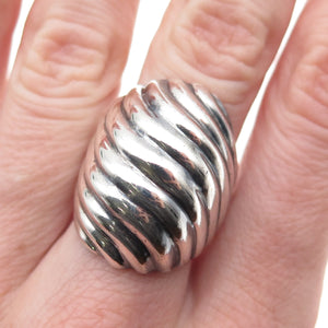 925 Sterling Silver Vintage Mexico Modernist Wavy Oxidized Ring Size 7.5