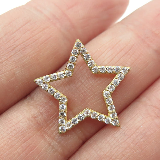 HAN 925 Sterling Silver Gold Plated Round-Cut C Z Star Pendant