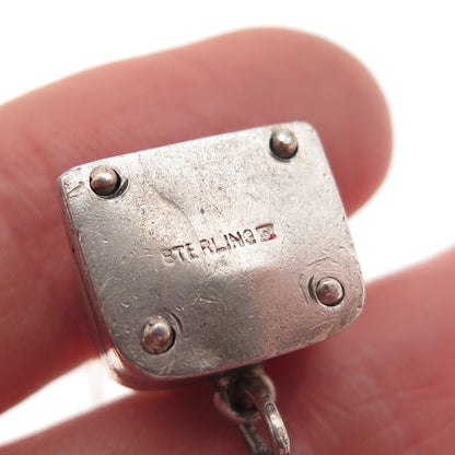 Wells Sterling Silver Antique Art Deco Mechanical Cash Register 3D Mini Pendant