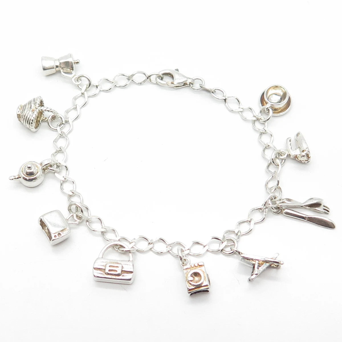 HAN 925 Sterling Silver Vintage Italy Home Accessories Curb Link Bracelet 7"