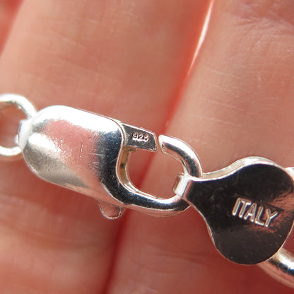 925 Sterling Silver Vintage Italy Curb Link Bracelet 9"