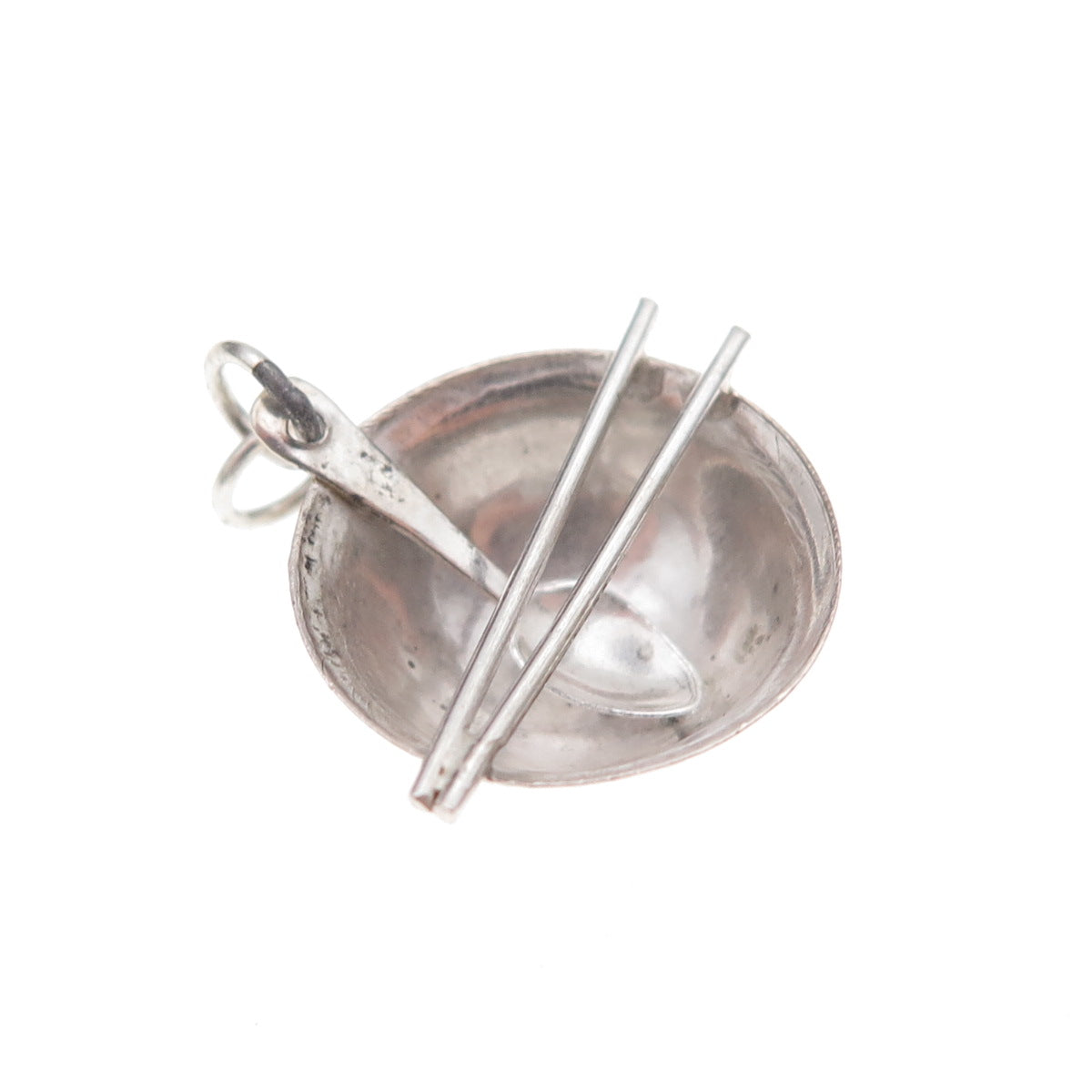 925 Sterling Silver Antique Japanese Chopsticks Bowl Spoon 3D Charm Pendant