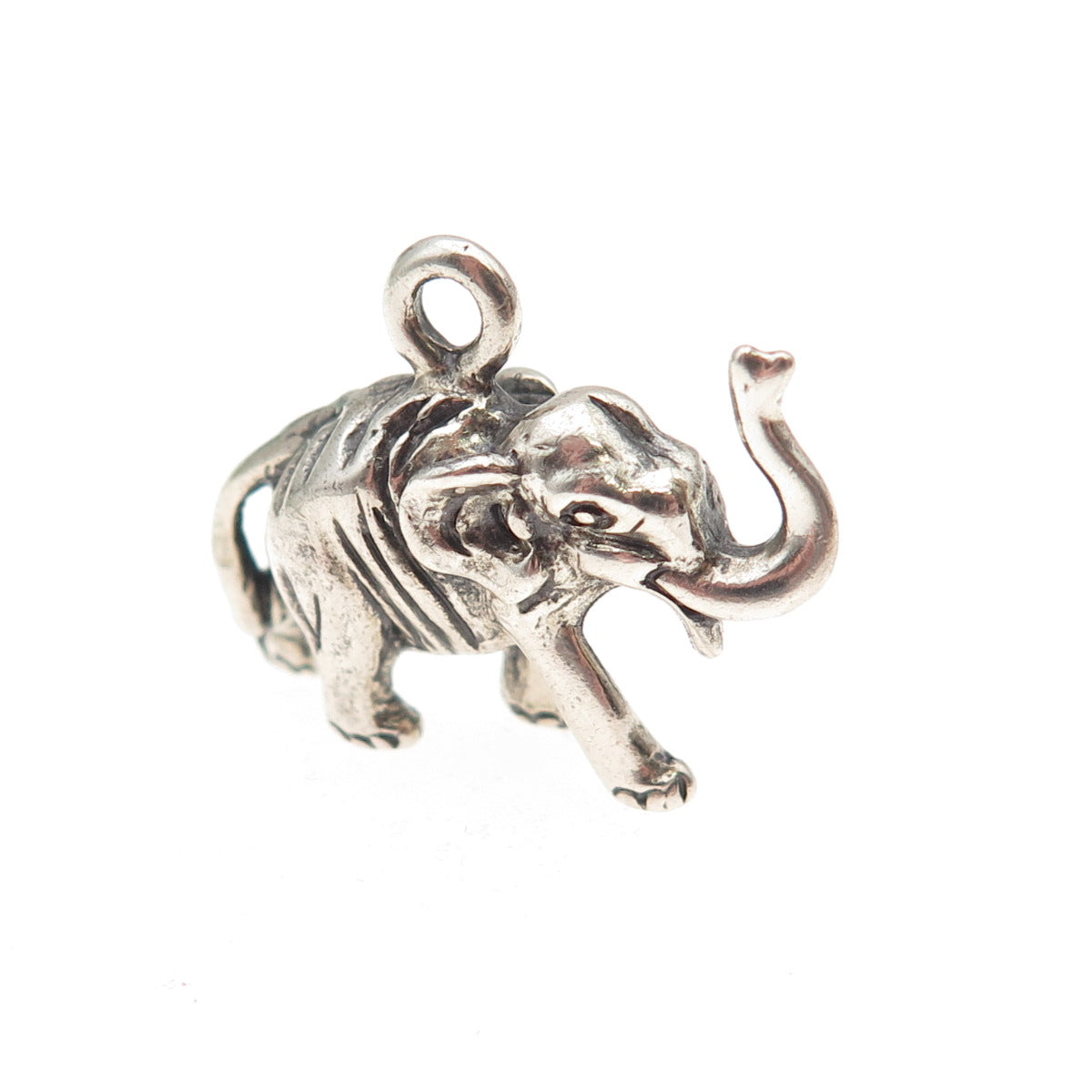 925 Sterling Silver Vintage Elephant Oxidized 3D Mini Charm Pendant