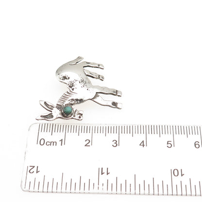 925 Sterling Silver Vintage Mexico Real Turquoise Donkey Pin Brooch