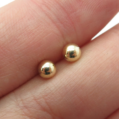 925 Sterling Silver Gold Plated Ball Stud Earrings