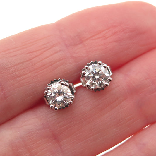 925 Sterling Silver Real Round-Cut Moissanite Stud Earrings