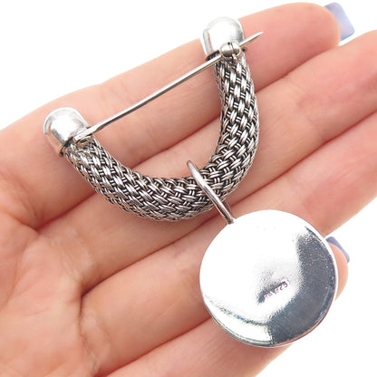 SUARTI BALI 925 Sterling Silver Vintage Modernist Braided Oxidized Pin Brooch
