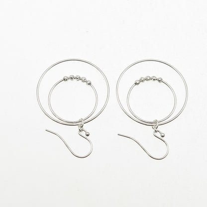 925 Sterling Silver Ball Beaded Multi-Circle Dangle Earrings
