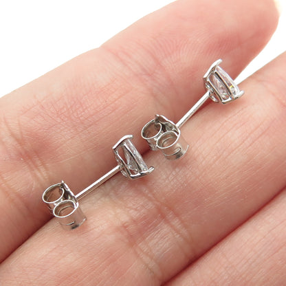 925 Sterling Silver Pear-Cut Shaped White C Z Stud Earrings