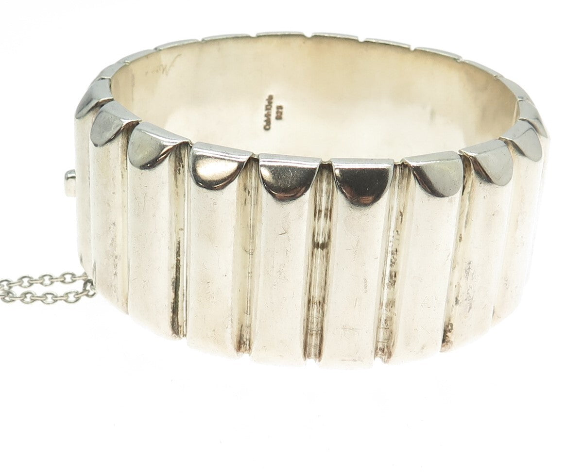 CALVIN KLEIN Sterling Silver Vintage Ribbed Solid 103.5g Bangle Bracelet 7.5"