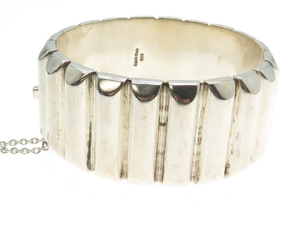 CALVIN KLEIN Sterling Silver Vintage Ribbed Solid 103.5g Bangle Bracelet 7.5"