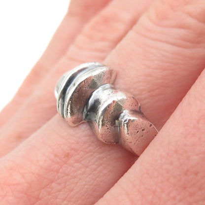925 Sterling Silver Vintage Modernist Oxidized Ring Size 7.25