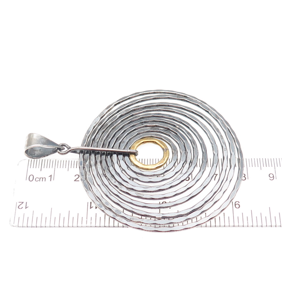 925 Sterling Silver & Brass Vintage CII Mexico Multi-Circle Oxidized Pendant