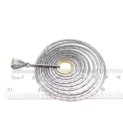 925 Sterling Silver & Brass Vintage CII Mexico Multi-Circle Oxidized Pendant